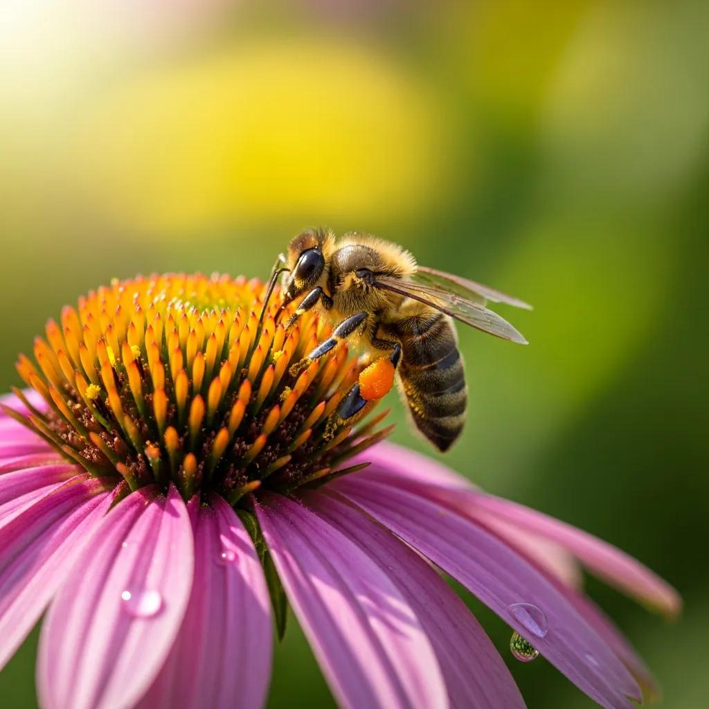 Close-up of a bee on a flower, symbolizing the urgency of addressing bee problems in spring